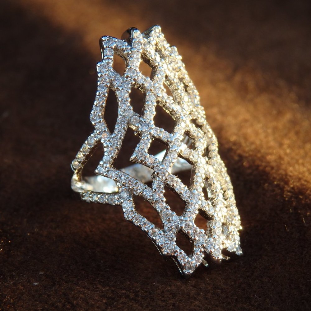 Crystalline Spiderweb Cuff Ring - image 6